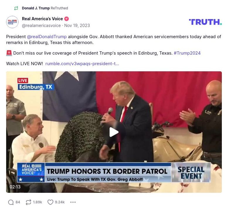 Post image from Donald Trump