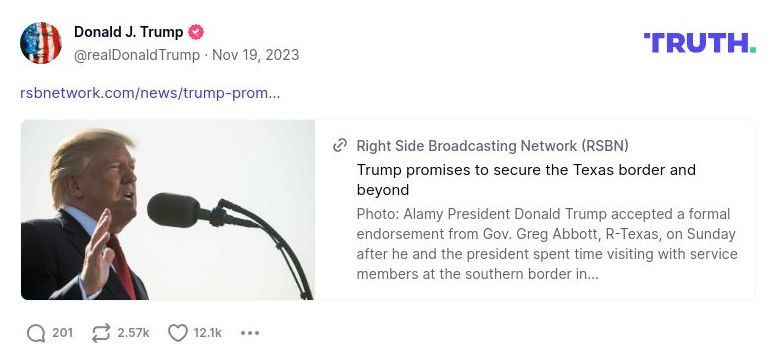 Post image from Donald Trump