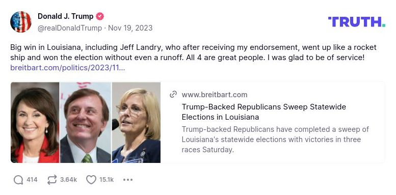 Post image from Donald Trump