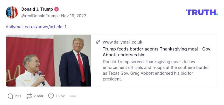 Post image from Donald Trump