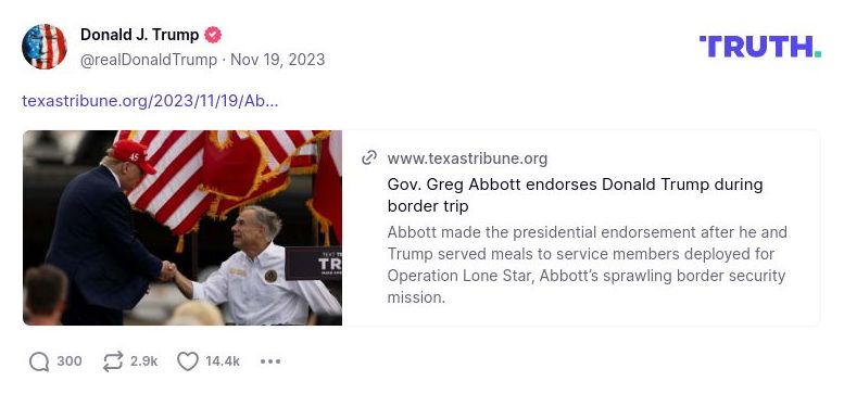 Post image from Donald Trump