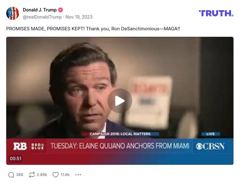 Post image from Donald Trump