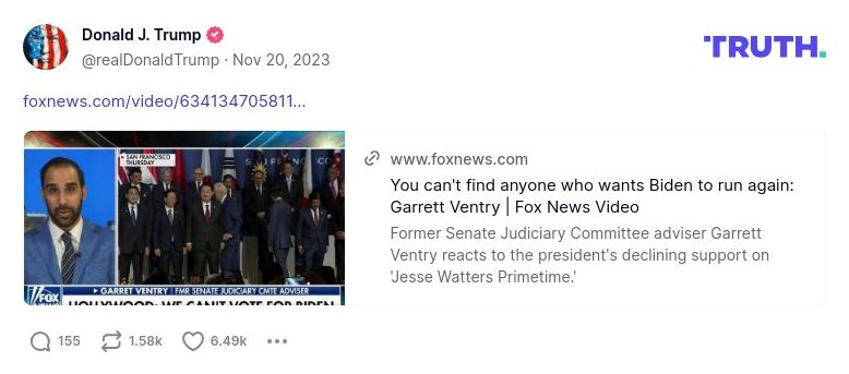 Post image from Donald Trump