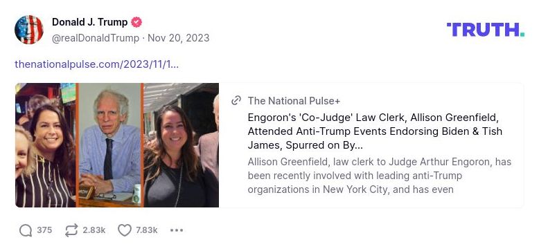 Post image from Donald Trump