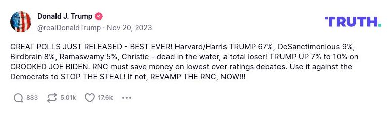 Post image from Donald Trump