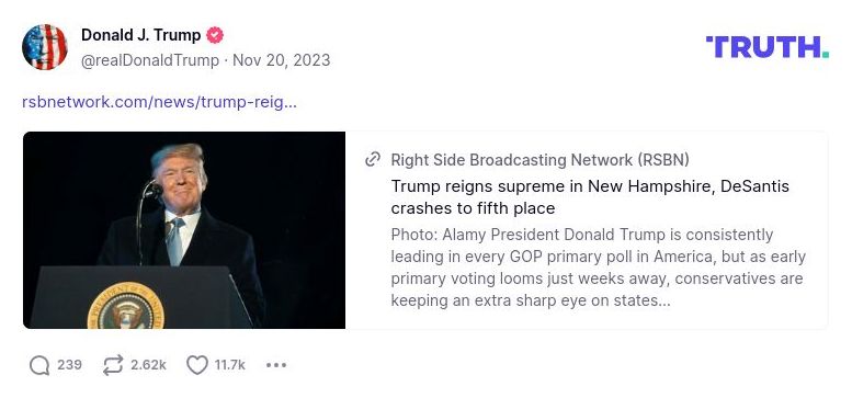 Post image from Donald Trump