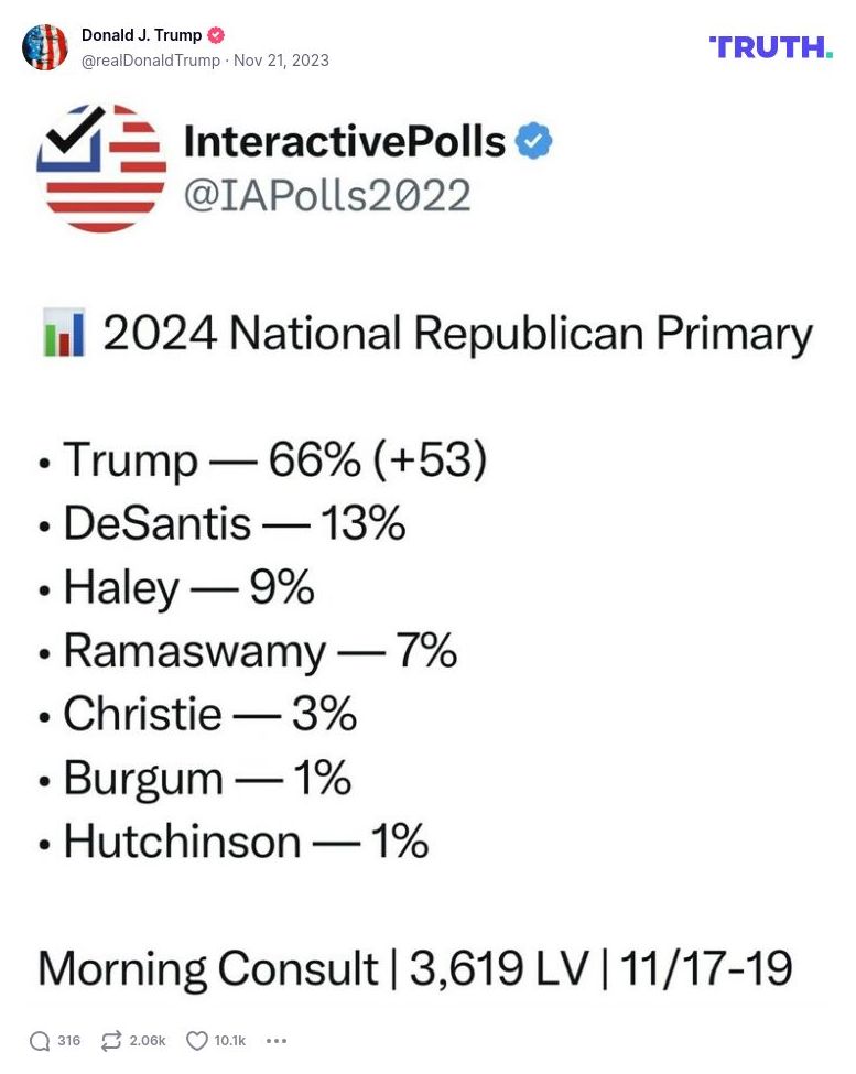 Post image from Donald Trump