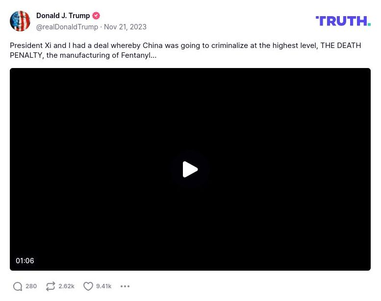 Post preview from Donald Trump