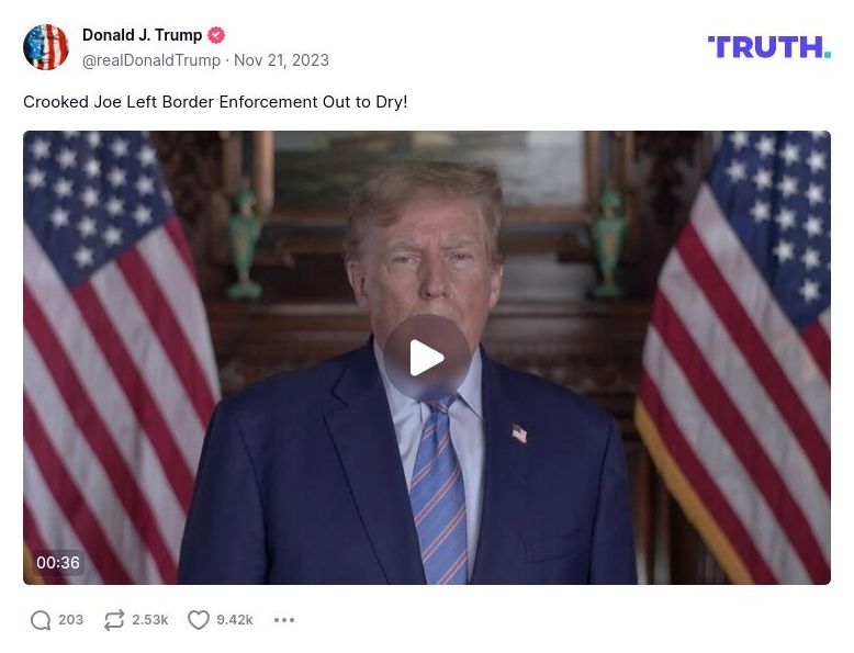 Post image from Donald Trump