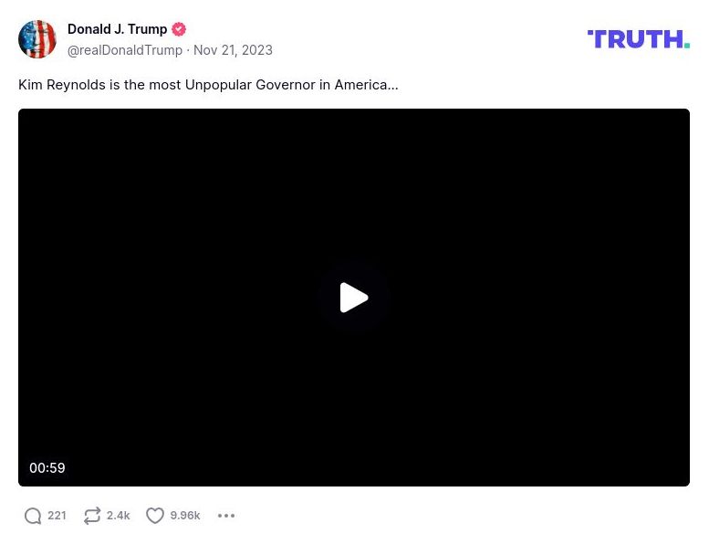 Post image from Donald Trump