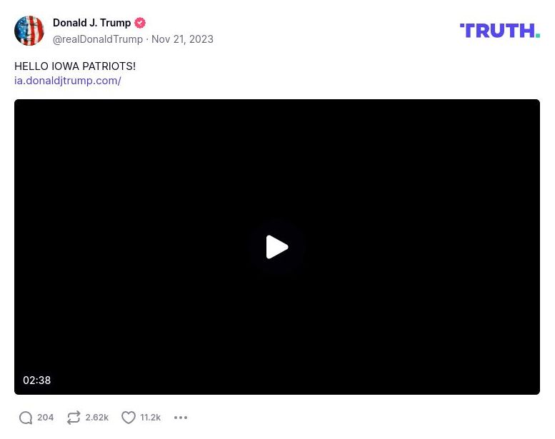 Post image from Donald Trump