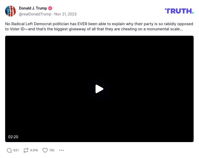 Post image from Donald Trump