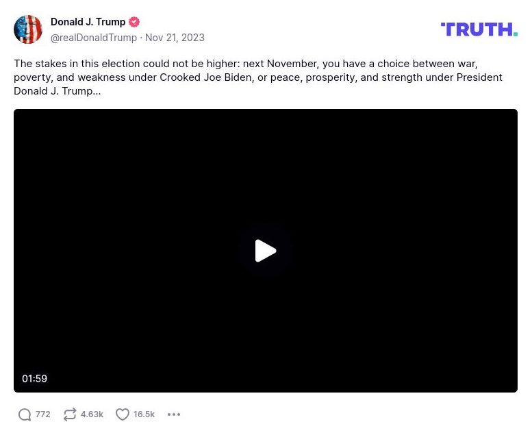 Post image from Donald Trump