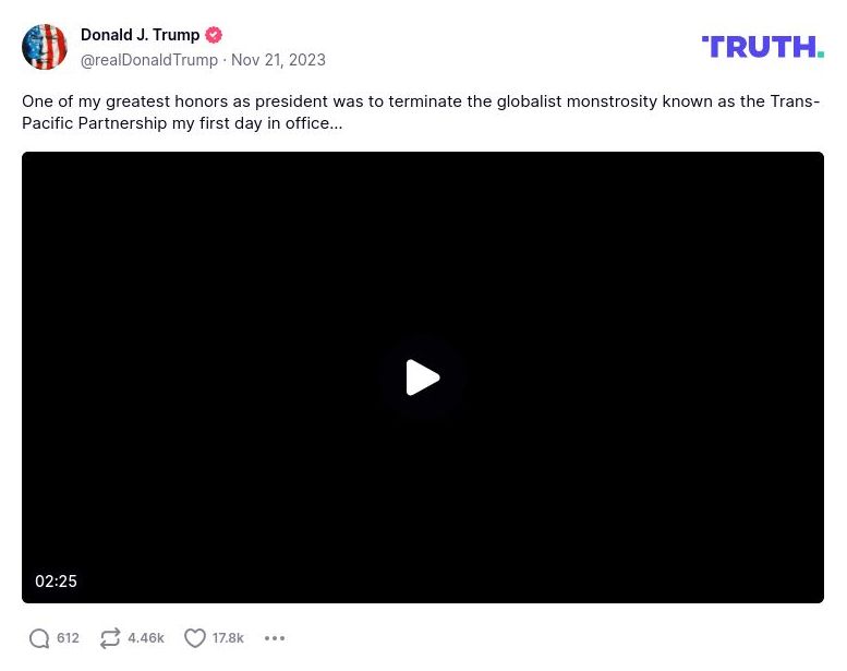 Post image from Donald Trump