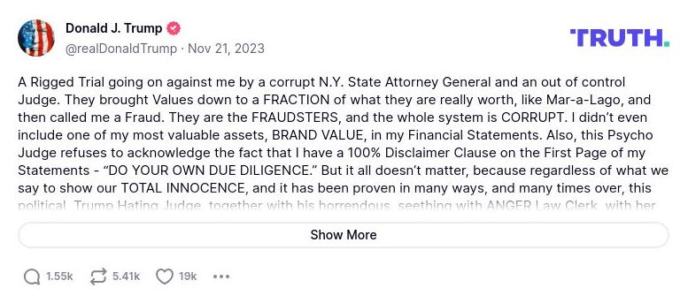 Post image from Donald Trump