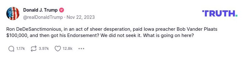 Post image from Donald Trump