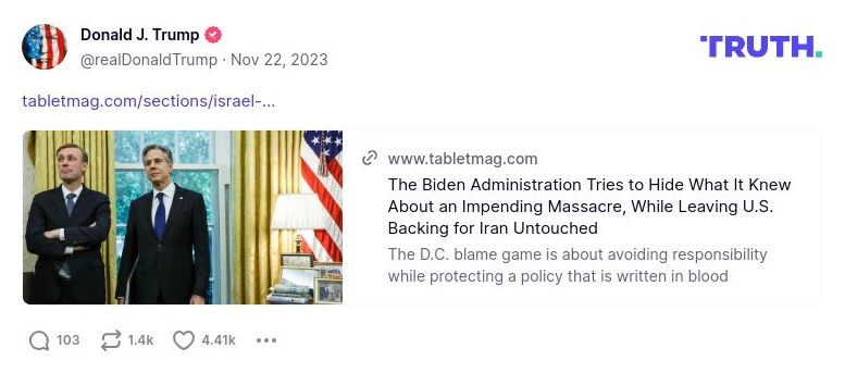 Post preview from Donald Trump