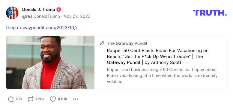 Post image from Donald Trump