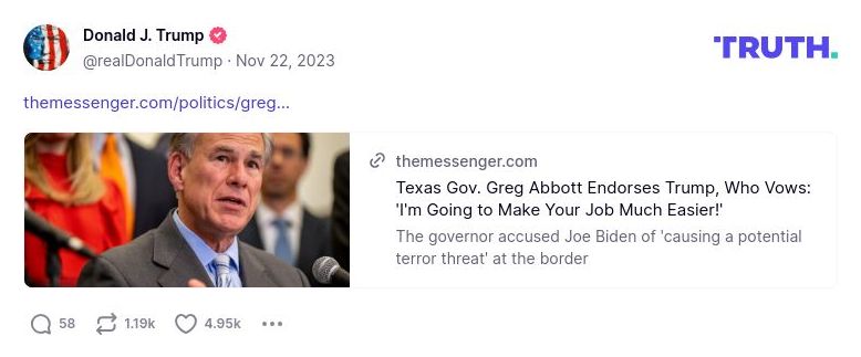 Post image from Donald Trump