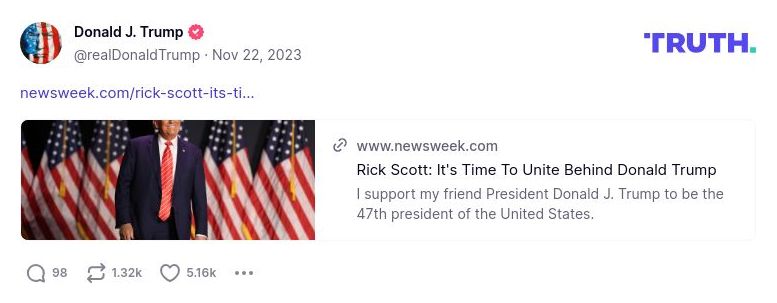 Post image from Donald Trump