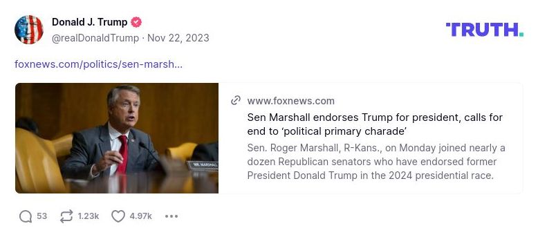 Post image from Donald Trump