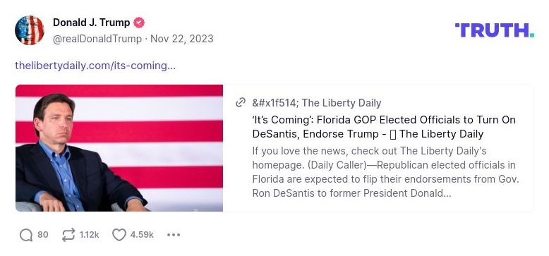 Post image from Donald Trump