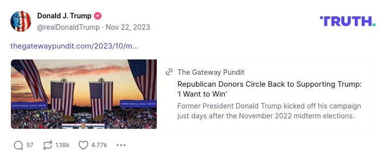 Post image from Donald Trump