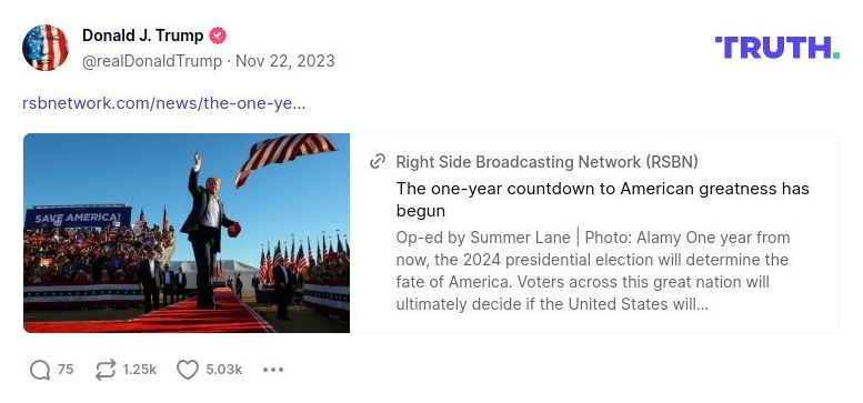 Post image from Donald Trump