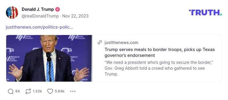 Post image from Donald Trump