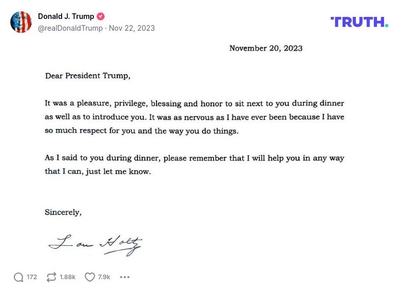 Post image from Donald Trump