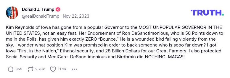 Post image from Donald Trump