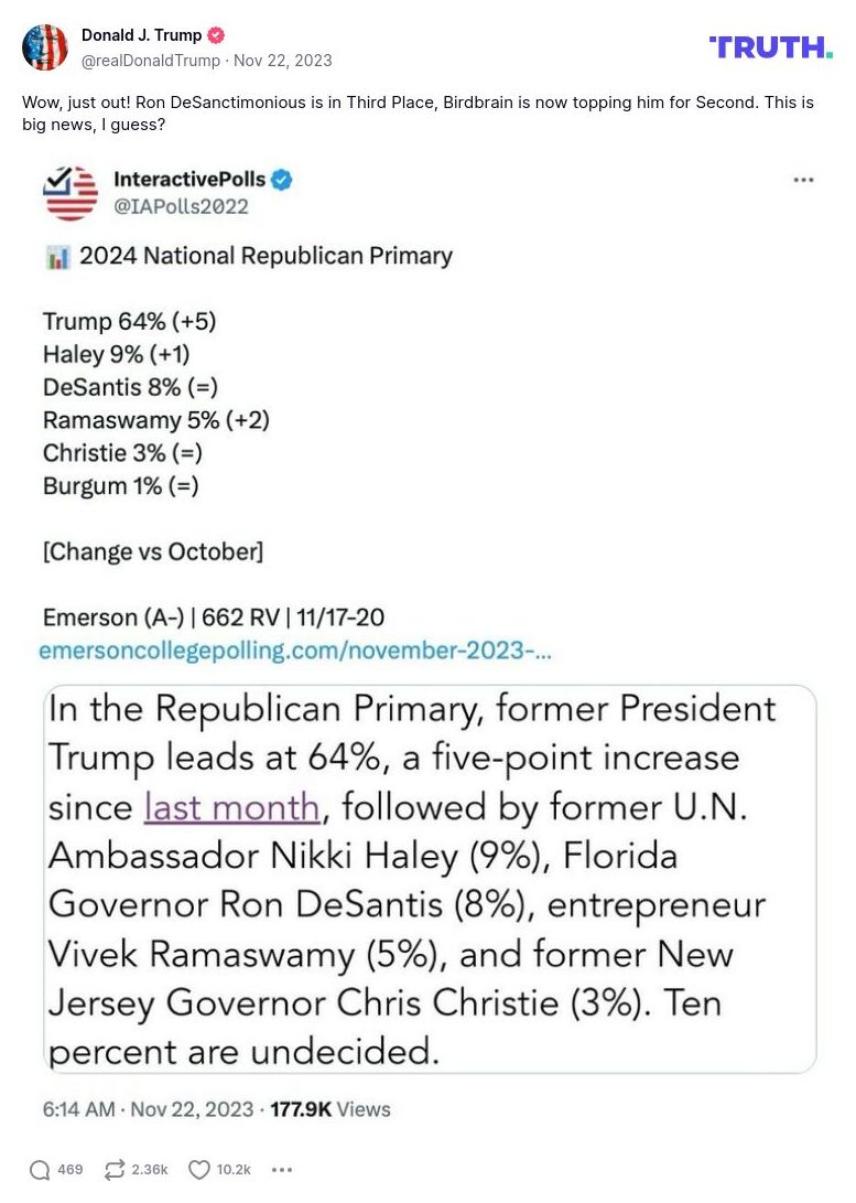 Post image from Donald Trump