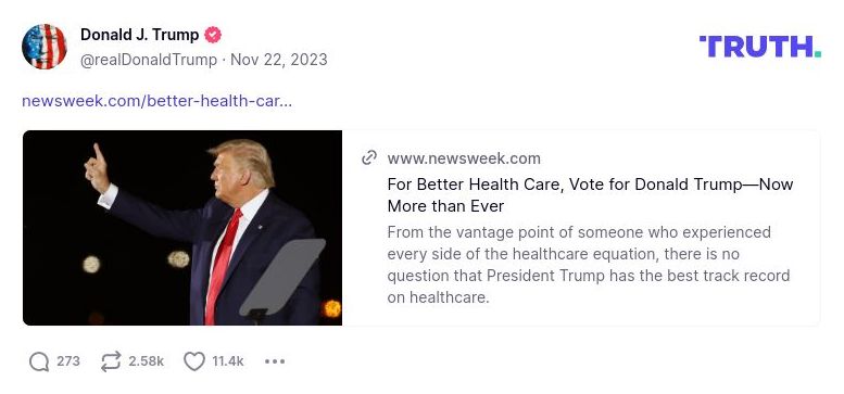 Post image from Donald Trump