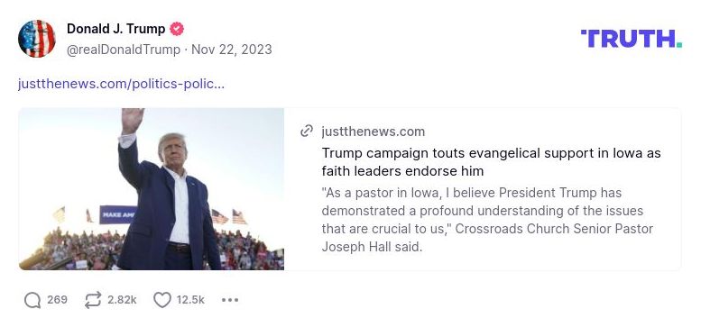 Post image from Donald Trump