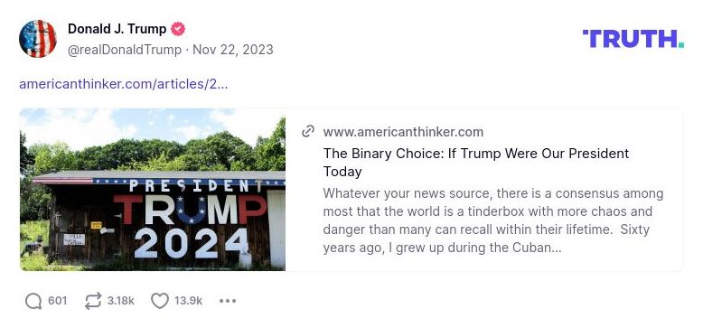 Post image from Donald Trump