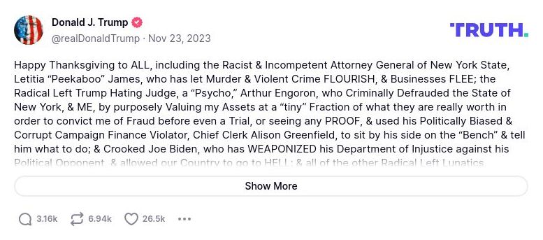 Post image from Donald Trump