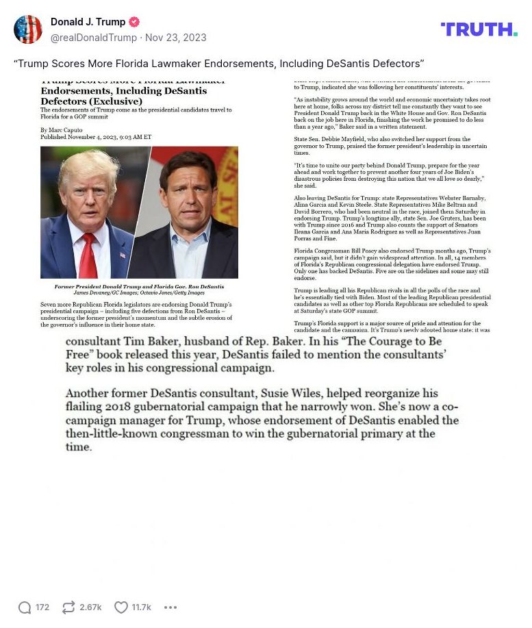 Post image from Donald Trump