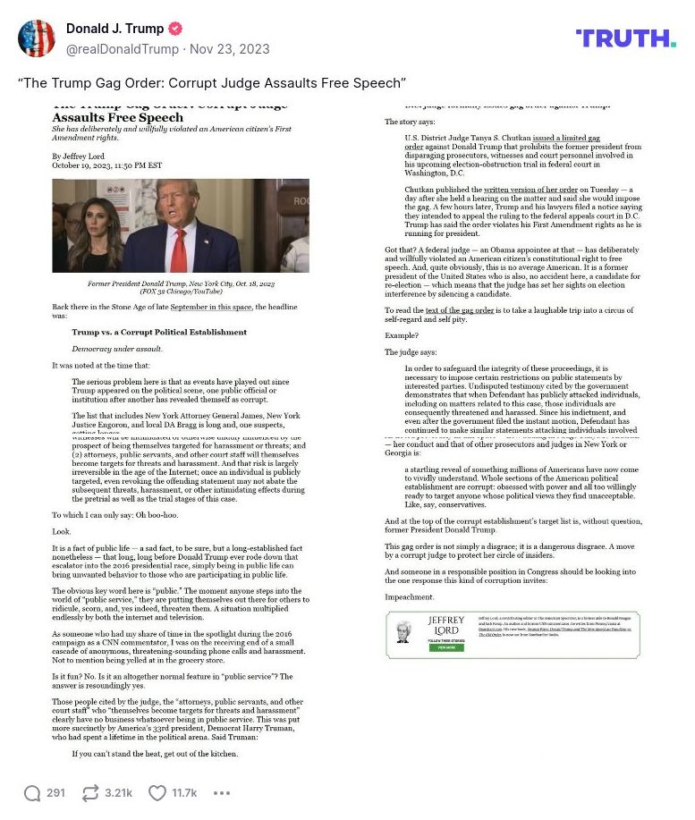 Post image from Donald Trump