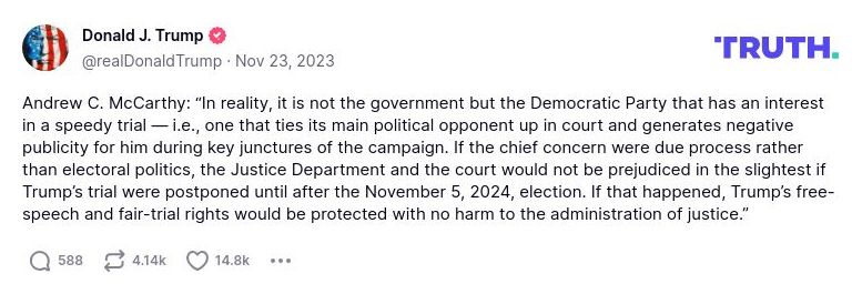 Post image from Donald Trump