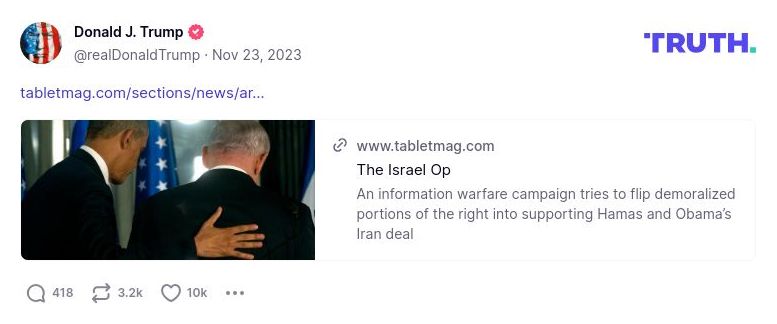 Post preview from Donald Trump