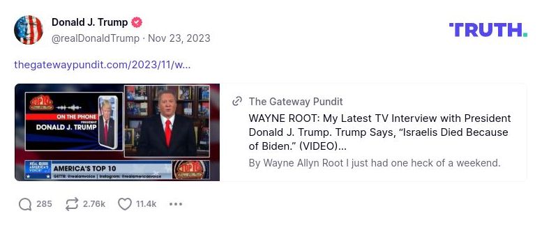 Post image from Donald Trump