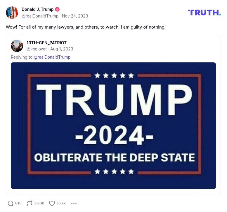 Post image from Donald Trump