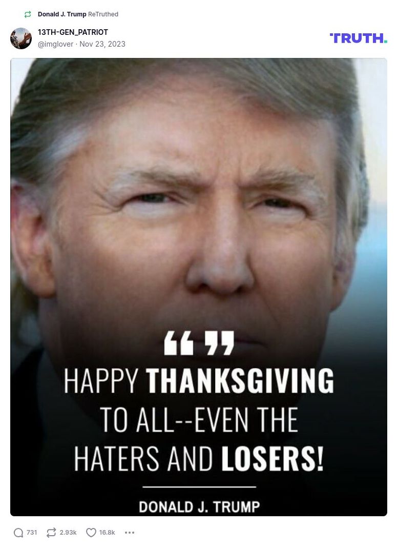 Post image from Donald Trump