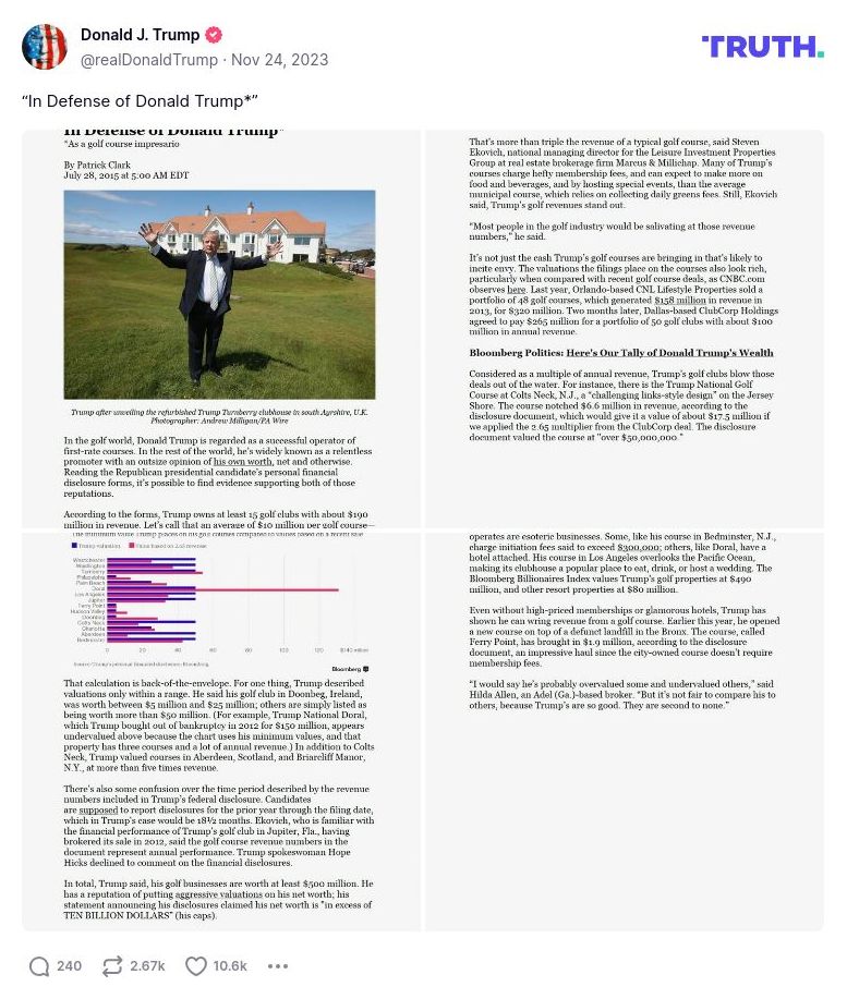 Post image from Donald Trump