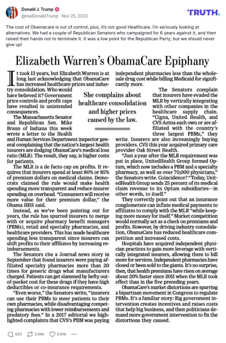 Post image from Donald Trump