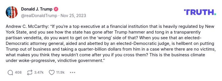 Post image from Donald Trump