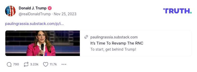 Post image from Donald Trump