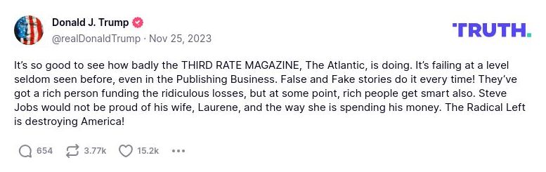 Post image from Donald Trump