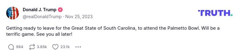 Post image from Donald Trump