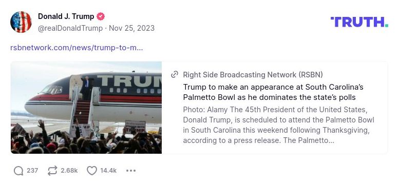 Post image from Donald Trump